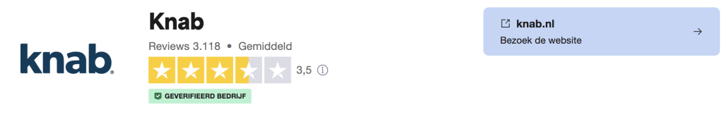 Screenshot reviewpagina voor Knab zakelijk met beoordelingen 